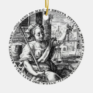 Ornement Rond En Céramique Échelles de justice