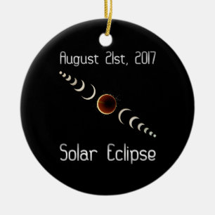 Ornement Rond En Céramique Éclipse solaire totale 2017