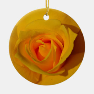 Ornement Rond En Céramique Élégante fleur florale Rose jaune