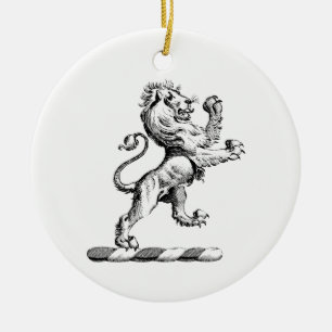 Ornement Rond En Céramique Emblème héraldique du lion debout