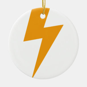 Ornement Rond En Céramique Énergie de Tonnerre Imprimé Jaune