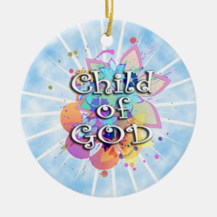 Ornement Rond En Céramique Enfant de Dieu, en pastel