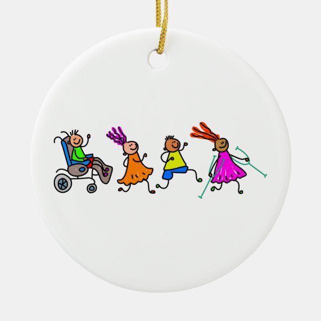 Ornement Rond En Céramique Enfants handicapés (Devant)