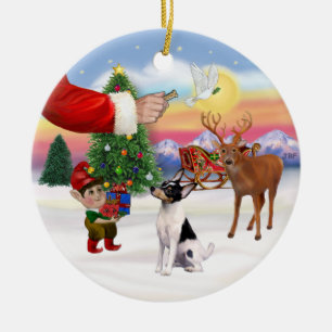 Ornement Rond En Céramique Enseignes de Noël - Toy Fox Terrier