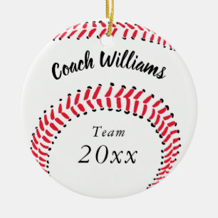 Ornement Rond En Céramique Entraîneur de baseball Noël personnalisé