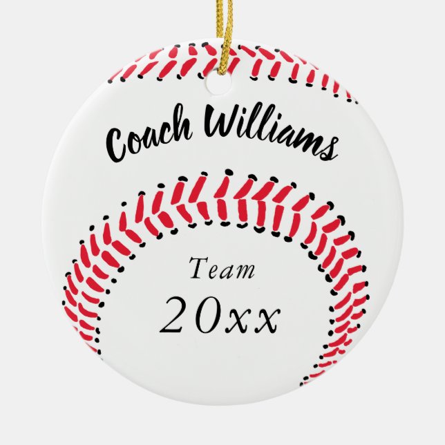Ornement Rond En Céramique Entraîneur de baseball Noël personnalisé (Devant)