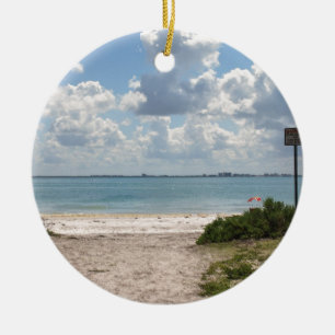 Ornement Rond En Céramique Entrée à la plage de Sanibel
