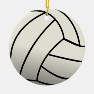 Ornement Rond En Céramique Équipe de White Volley-ball