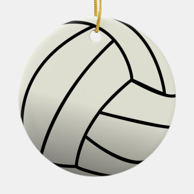 Ornement Rond En Céramique Équipe de White Volley-ball (Devant)