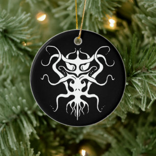 Ornement Rond En Céramique Espèces Aliens Tatouage Tribal Design - blanc