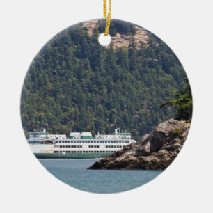 Ornement Rond En Céramique États-Unis, WA. Washington State Ferries