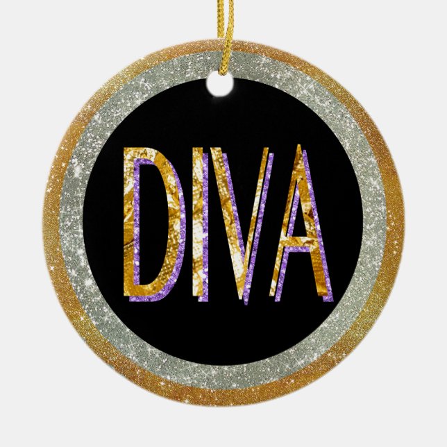 Ornement Rond En Céramique Étincelle de diva (Devant)