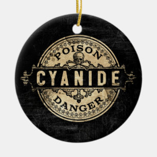 Ornement Rond En Céramique Étiquette vintage de poison de style de cyanure