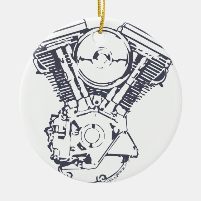 Ornement Rond En Céramique Évolution de Harley V-Jumelle (Devant)