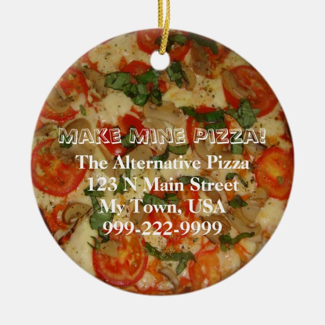 Ornement Rond En Céramique Faites à les miens la pizza ! Texte (Devant)
