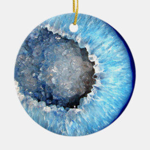 Ornement Rond En Céramique Falln Geode en cristal bleu