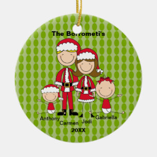 Ornement Rond En Céramique Famille d'ornement de Noël 4