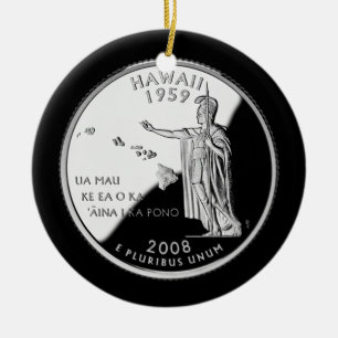Ornement Rond En Céramique Faux Hawaii State Quarter