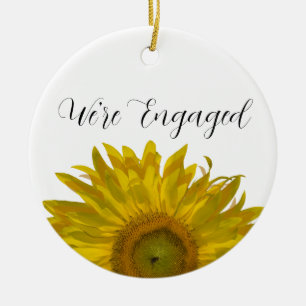 Ornement Rond En Céramique Fiançailles de tournesol jaune