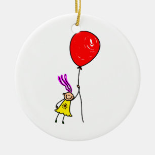 Ornement Rond En Céramique Fille de ballon