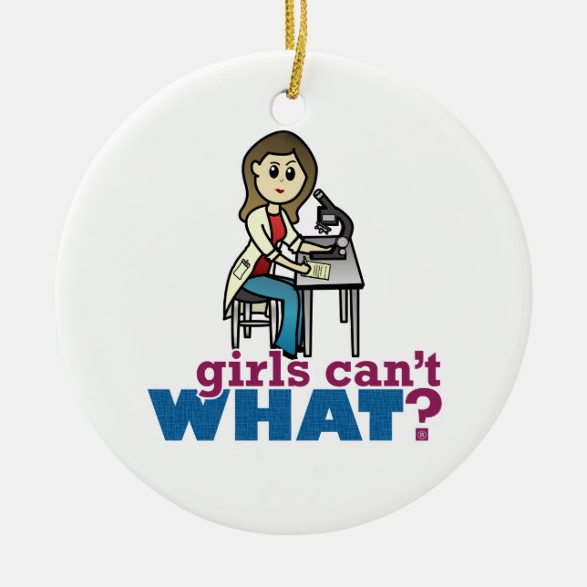 Ornement Rond En Céramique Fille scientifique (Devant)