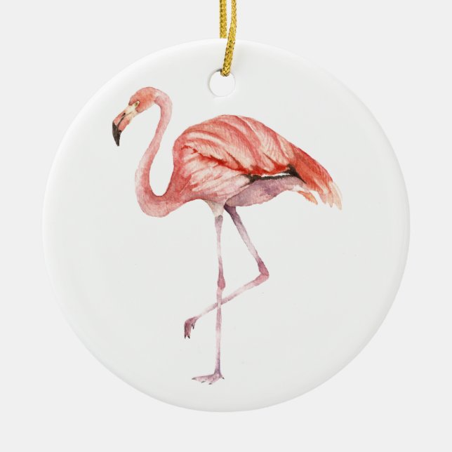 Ornement Rond En Céramique Flamant rose rose (Devant)