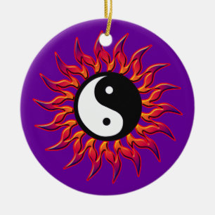 Ornement Rond En Céramique Flamme Yin Yang Sun Ornament