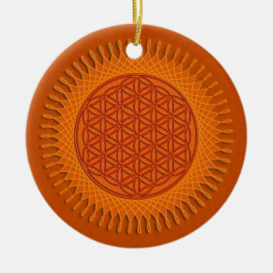Ornement Rond En Céramique Fleur de vie / design soleil