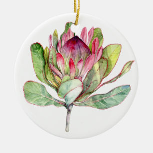 Ornement Rond En Céramique Fleur Protea