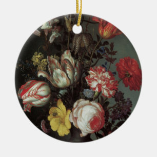 Ornement Rond En Céramique Fleurs baroques vintages par Balthasar van der Ast