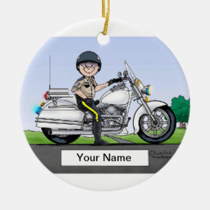 Ornement Rond En Céramique Flic de moto - mâle