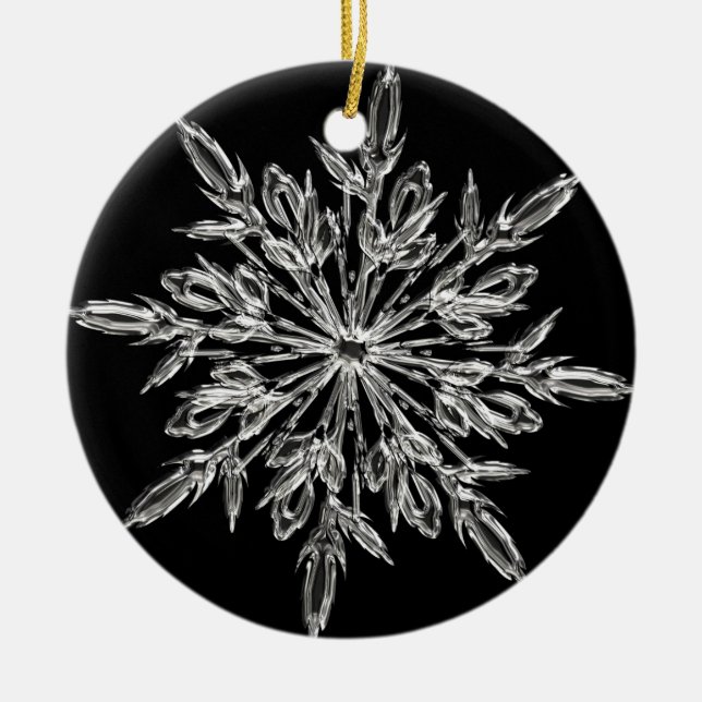 Ornement Rond En Céramique Flocon de neige en cristal (Devant)