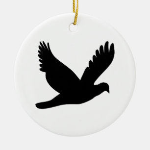 Ornement Rond En Céramique Flying dove silhouette