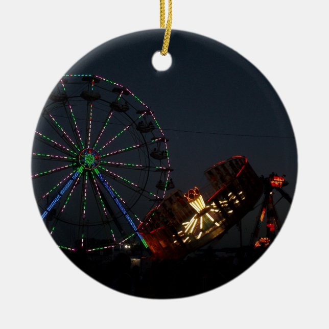 Ornement Rond En Céramique Foire régionale la nuit (Devant)