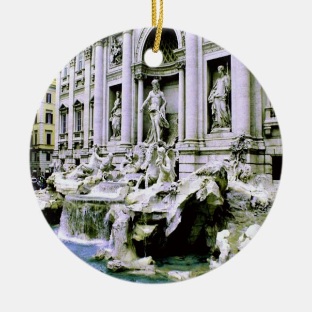 Ornement Rond En Céramique Fontaine de Trevi (Devant)
