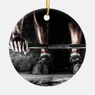 Ornement Rond En Céramique Force Fitness Poids Barbell Gym