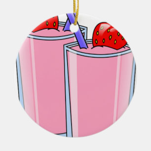 Ornement Rond En Céramique Fruit Sweet Smoothie Fraise Dessert Destinée