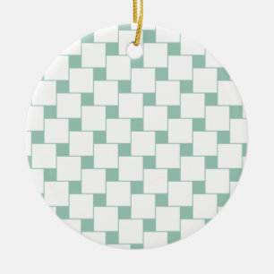 Ornement Rond En Céramique Fun tissé Carré Mint Green