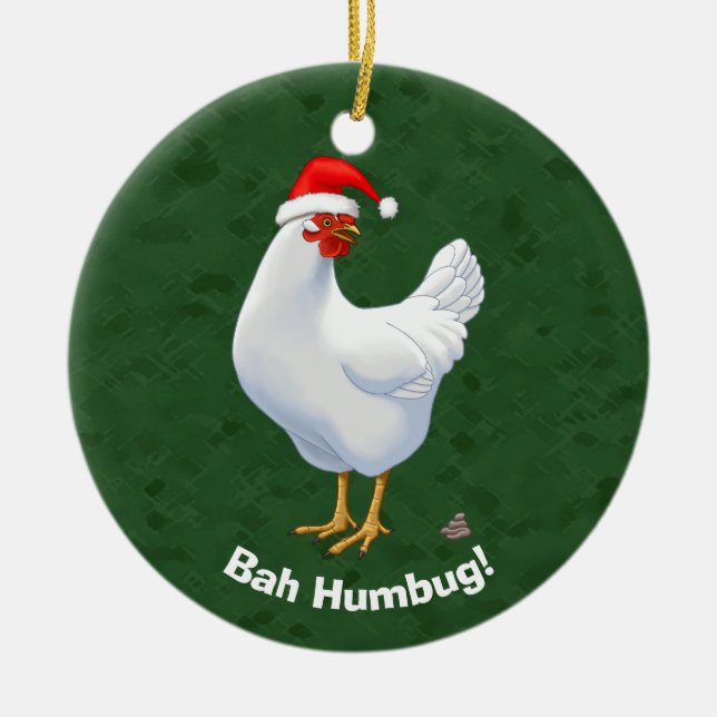 Ornement Rond En Céramique Funny Bah Humbug Chicken (Devant)