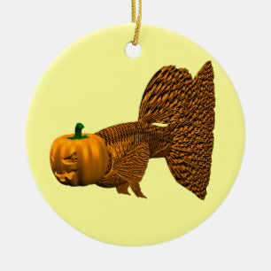 Ornement Rond En Céramique Funny Orange Guppy