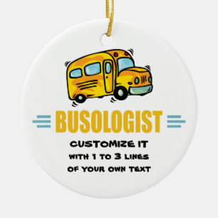 Ornement Rond En Céramique Funny School Bus