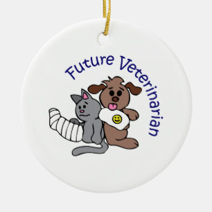 ORNEMENT ROND EN CÉRAMIQUE FUTUR VÉTÉRINAIRE
