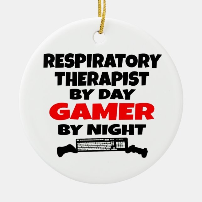 Ornement Rond En Céramique Gamer de thérapeute respiratoire (Devant)