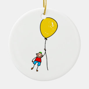 Ornement Rond En Céramique Garçon de ballon