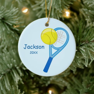 Ornement Rond En Céramique Gardiens de tennis personnalisés pour enfants