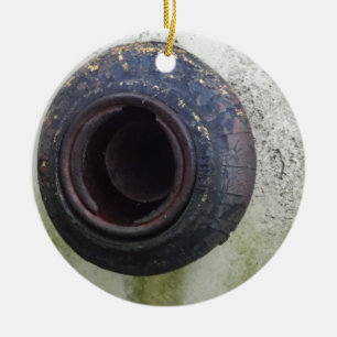 Ornement Rond En Céramique gaz de camion vintage vert et blanc