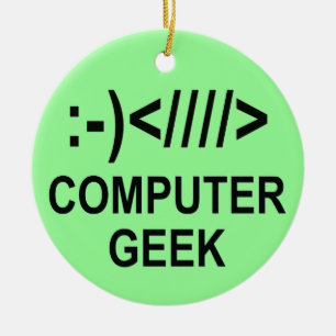 Ornement Rond En Céramique Geek informatique de Noël