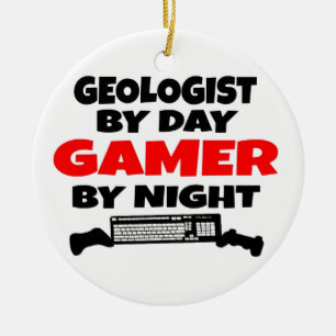 Ornement Rond En Céramique Géologue Gamer