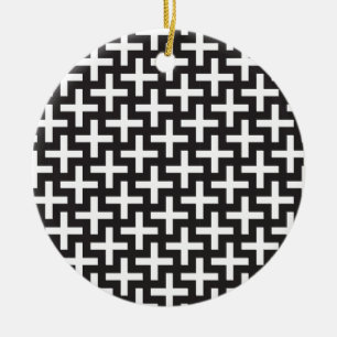 Ornement Rond En Céramique Géométrie noir et blanc