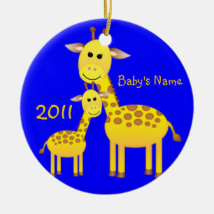 Ornement Rond En Céramique Girafe/photo de bébé